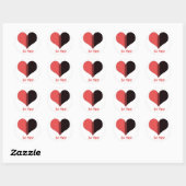Sticker Rond Soyez à moi Valentine Red Stripe Heart (Feuille)