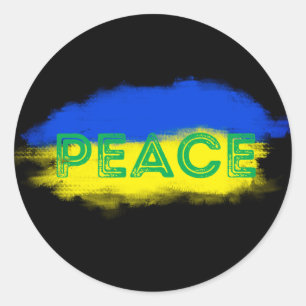 Sticker Rond Soyez avec l'Ukraine, Paix, Pas de guerre, Slava U
