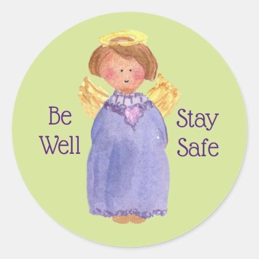 Sticker Rond Soyez Bien Restez En Sécurité Angel Genre De Mots (Devant)