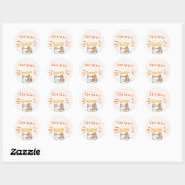 Sticker Rond Soyez bien vite message avec le chat mignon (Feuille)