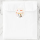 Sticker Rond Soyez bien vite message avec le chat mignon (Sac)