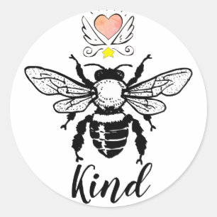 Sticker Rond Soyez Bumble Coeur D'Abeille Avec Des Ailes