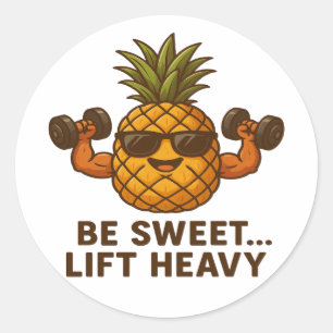 Sticker Rond Soyez doux, soulevez lourd Gym Pineapple Fitness D