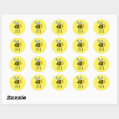 Sticker Rond Soyez en sécurité, abeille mignonne (Feuille)