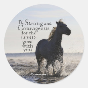 Sticker Rond Soyez forte et courageuse Bible Verse Deut 31 Hors