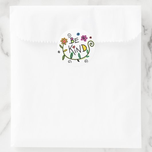 Sticker Rond Soyez gentil Citer Mignonne Typographie (Sac)