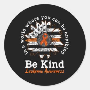 Sticker Rond Soyez gentil Orange Ribbon Sunflower Kindness Leuk