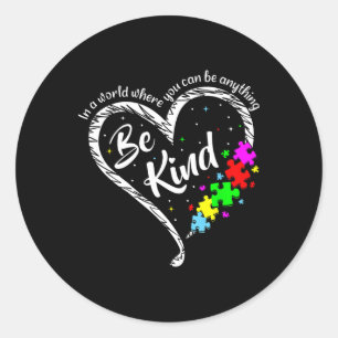 Sticker Rond Soyez gentil Sensibilisation sur l'autisme Puzzle