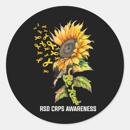 Sticker Rond Soyez gentil Tournesol RSD Sensibilisation à la SC (Devant)