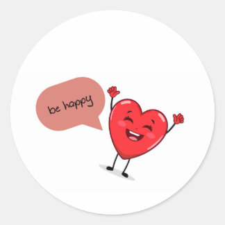 Sticker Rond « Soyez heureux – Design positif et minimaliste »
