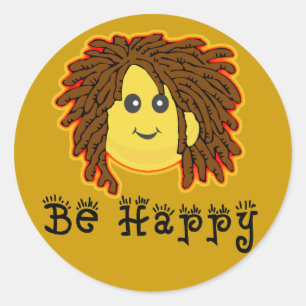 Sticker Rond Soyez Heureux Rasta Mon Dreadlocks