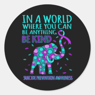 Sticker Rond Soyez heureux Soutien de sensibilisation à la prév