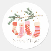 Sticker Rond Soyez Joyeux et brillant Rouge & Blanc Noël (Devant)