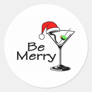 Sticker Rond Soyez Joyeux Martini Noël