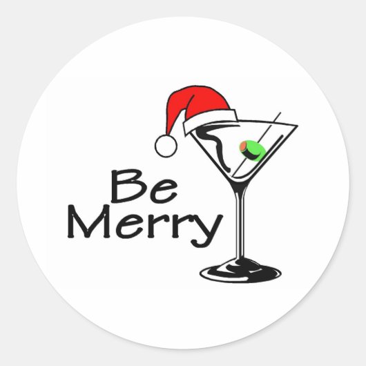 Sticker Rond Soyez Joyeux Martini Noël (Devant)