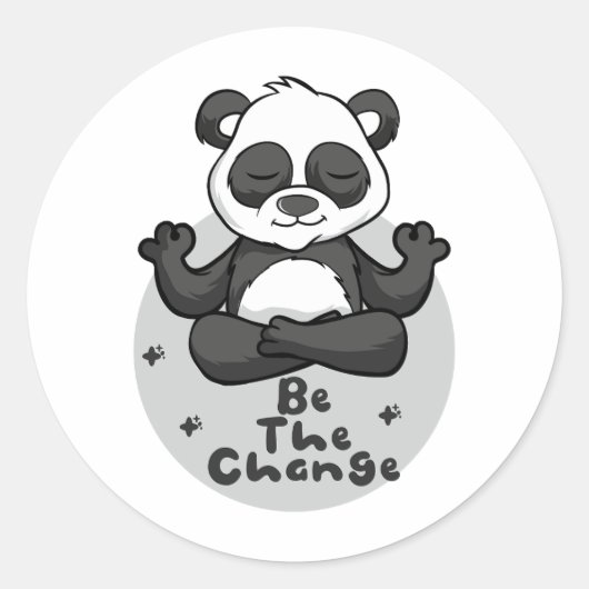 Sticker Rond Soyez Le Changement Kawaii Funny Panda Faire Des P (Devant)