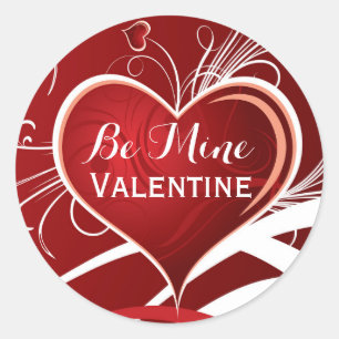 Sticker Rond Soyez Le Mien Saint-Valentin Coeur Rouge Et Fils B