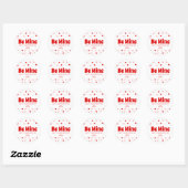 Sticker Rond Soyez Mienne Valentines Rose Et Rouge Coeurs Nom (Feuille)