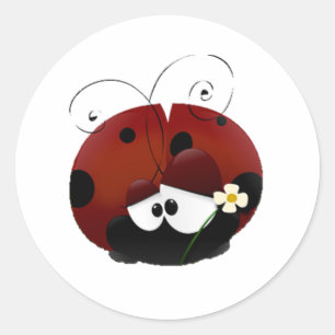 Sticker Rond Soyez mon joli dessin de Valentine Red Ladybug