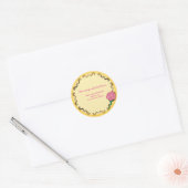 Sticker Rond Soyez notre invité Pink Rose élégante fête d'anniv (Enveloppe)