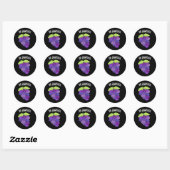 Sticker Rond Soyez Raisonnable Raisin Grape Bunch Pun Dark BG (Feuille)