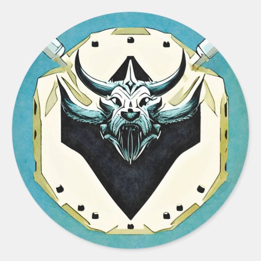 Sticker Rond Soyez sans crainte comme les Vikings, avec bouclie (Devant)