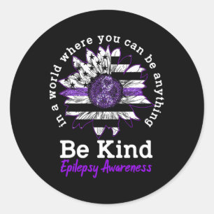 Sticker Rond Soyez Type Ribbon violet Tournesol Kindness Epilep