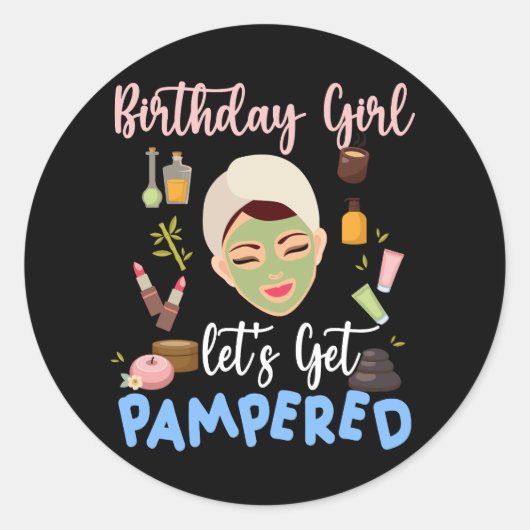 Sticker Rond Spa Anniversaire Fournitures Pour Filles Obtenons  (Devant)