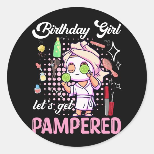 Sticker Rond Spa Anniversaire Fournitures Pour Filles Obtenons  (Devant)