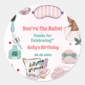Sticker Rond Spa Anniversaire Pamper Party Anniversaire (Devant)