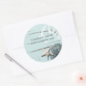 Sticker Rond SPA aqua bleu plage bois étoile coquillages (Enveloppe)