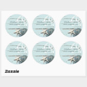 Sticker Rond SPA aqua bleu plage bois étoile coquillages (Feuille)