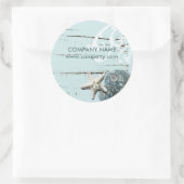 Sticker Rond SPA aqua bleu plage bois étoile coquillages (Sac)