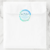 Sticker Rond Spa Bain Aquarelle Bleu Aquarelle Silver Aqua Et S (Sac)
