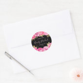 Sticker Rond Spa esthétique moderne rose et noir floral (Enveloppe)