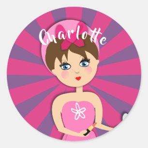 Sticker Rond Spa Pamper Girly Kids mignonne Bonne fête d'annive