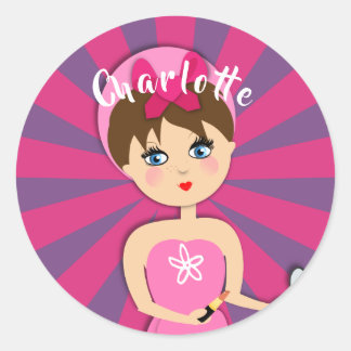 Sticker Rond Spa Pamper Girly Kids mignonne Bonne fête d'annive