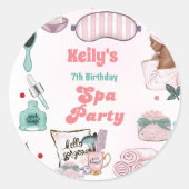 Sticker Rond Spa Pastel Pamper fête d'anniversaire (Devant)