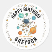 Sticker Rond Space Adventure 1er anniversaire | Partie spatiale (Devant)