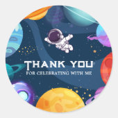Sticker Rond Space Adventure : Blue Astronaut Anniversaire de e (Devant)