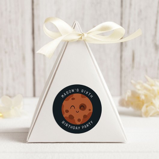 Sticker Rond Space Adventure Playful Kids Birthday Cute Planet