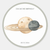 Sticker Rond "Space Adventure Watercolor Premier anniversaire (Devant)