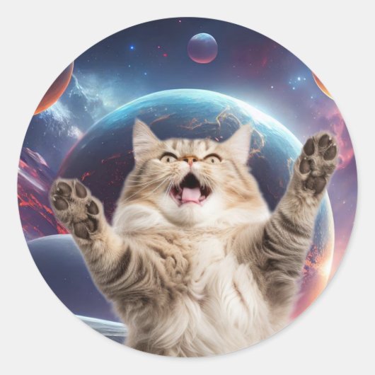 Sticker Rond Space cat (Devant)