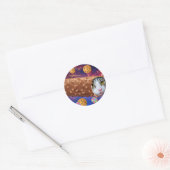 Sticker Rond Space cat à l'intérieur d'une glace (Enveloppe)