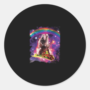 Sticker Rond Space Cat Llama Sloth Riding Taco
