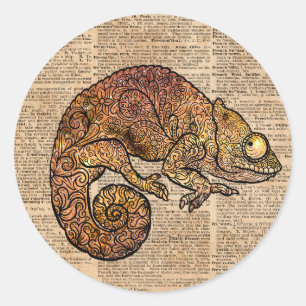 Sticker Rond Space Chameleon Zentagle Dictionnaire Art