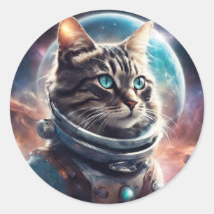 Sticker Rond Space Kitty