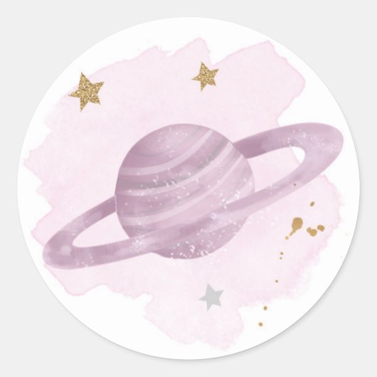 Sticker Rond Space Planètes Galaxy Favoriser Cupcake Cadeau (Devant)