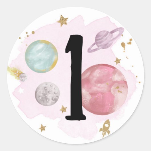 Sticker Rond Space Planètes Galaxy Favoriser Cupcake Cadeau (Devant)