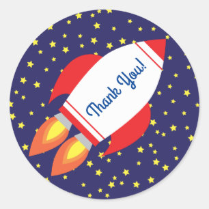 Sticker Rond Space Rocket Ship Anniversaire